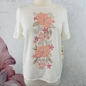 Alfred Dunner La Dolce Vita Ivory Peach Sweater NWT